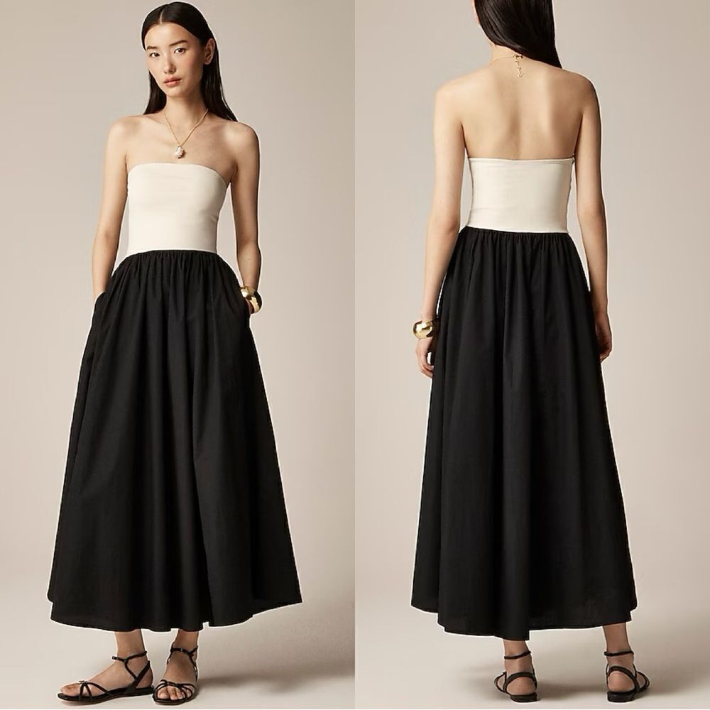 NWT J CREW Strapless colorblock mixy dress in Natural